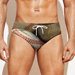 Grunge Baseballs Print Men's Swim Briefs