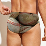 Grunge Baseballs Print Men's Swim Briefs