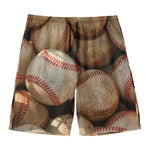 Grunge Baseballs Print Men's Swim Trunks