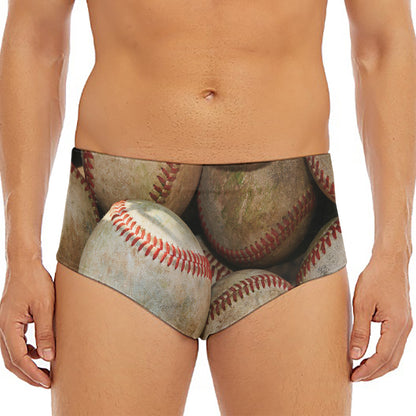 Grunge Baseballs Print Men's Triangle Swim Briefs