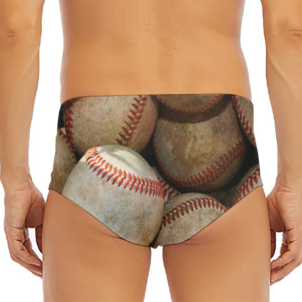 Grunge Baseballs Print Men's Triangle Swim Briefs
