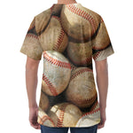 Grunge Baseballs Print Men's Velvet T-Shirt