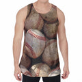 Grunge Baseballs Print Men's Velvet Tank Top