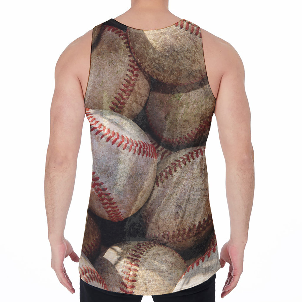 Grunge Baseballs Print Men's Velvet Tank Top