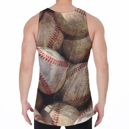 Grunge Baseballs Print Men's Velvet Tank Top