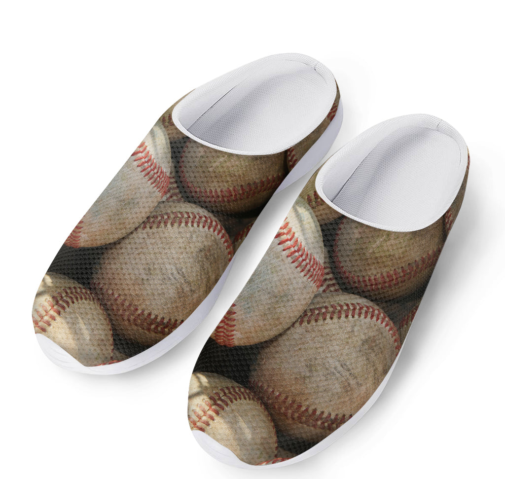 Grunge Baseballs Print Mesh Casual Shoes