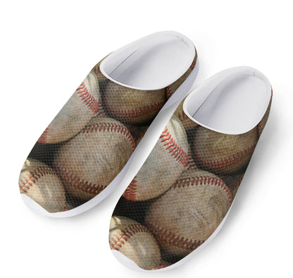 Grunge Baseballs Print Mesh Casual Shoes