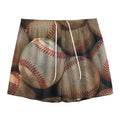 Grunge Baseballs Print Mesh Shorts