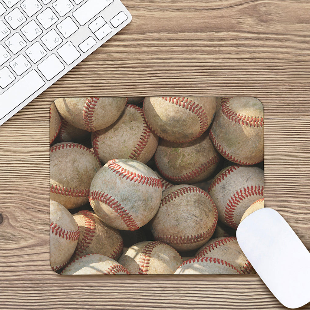 Grunge Baseballs Print Mouse Pad