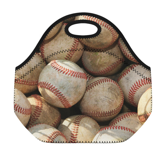 Grunge Baseballs Print Neoprene Lunch Bag