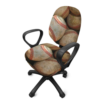 Grunge Baseballs Print Office Chair Cover