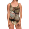 Grunge Baseballs Print One Piece Swimsuit
