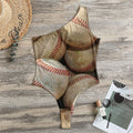 Grunge Baseballs Print One Shoulder Bodysuit