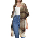 Grunge Baseballs Print Open Front Beach Cover Up