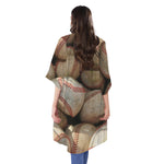 Grunge Baseballs Print Open Front Beach Cover Up
