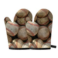 Grunge Baseballs Print Oven Mitts