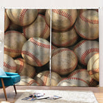 Grunge Baseballs Print Pencil Pleat Curtains