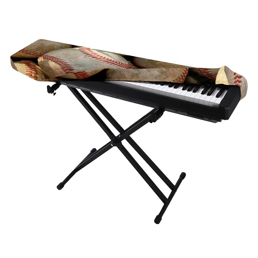 Grunge Baseballs Print Piano Keyboard Cover
