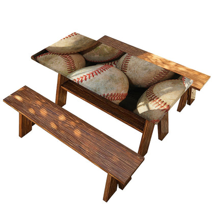 Grunge Baseballs Print Picnic Table Cover