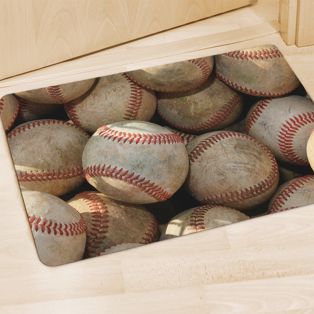 Grunge Baseballs Print Polyester Doormat