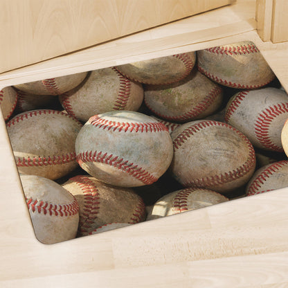 Grunge Baseballs Print Polyester Doormat
