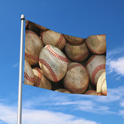 Grunge Baseballs Print Polyester Flag