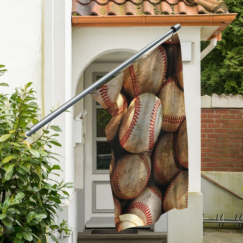 Grunge Baseballs Print Polyester Flag