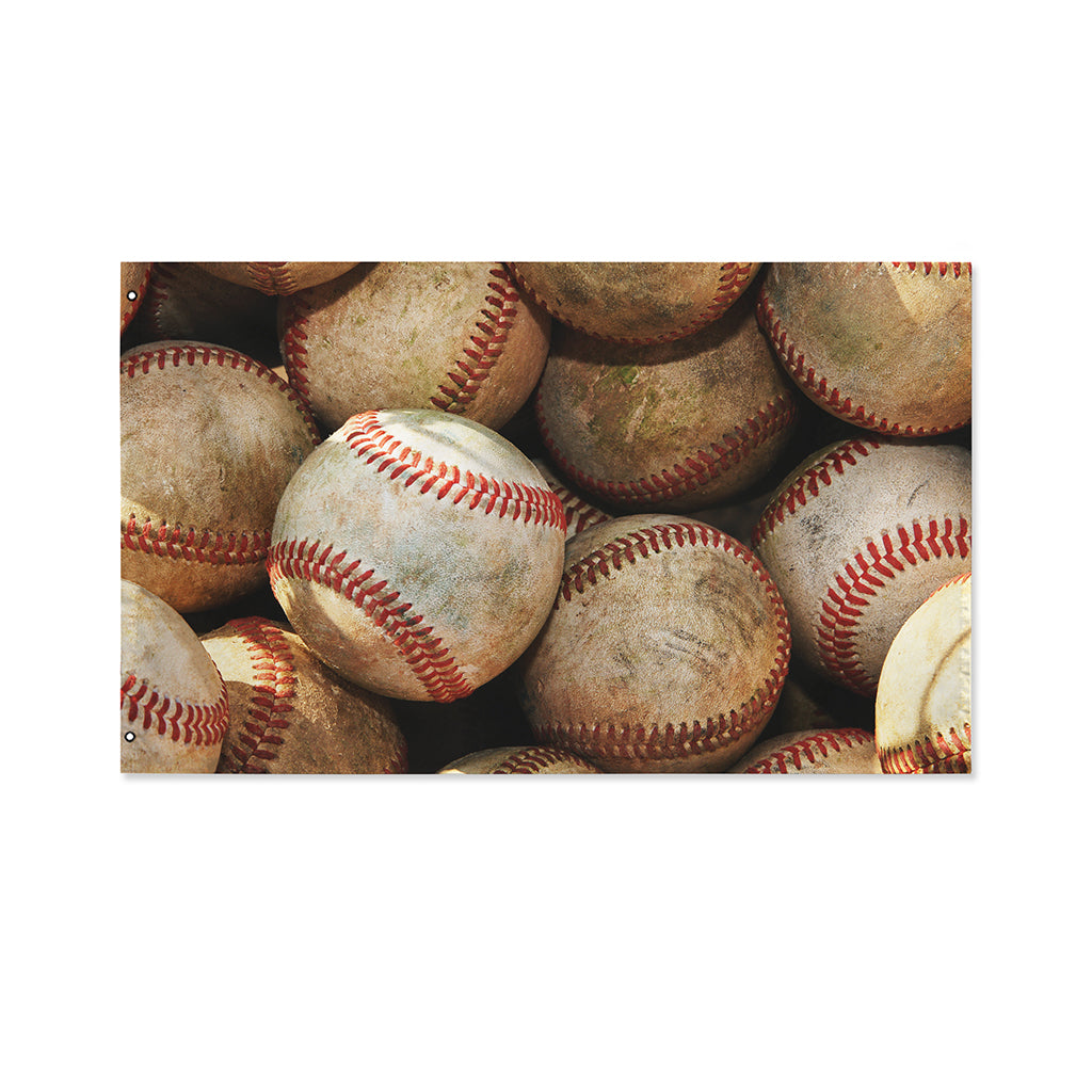 Grunge Baseballs Print Polyester Flag