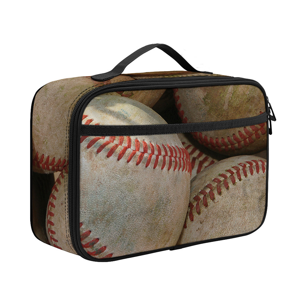 Grunge Baseballs Print Portable Lunch Bag