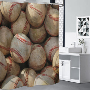 Grunge Baseballs Print Premium Shower Curtain