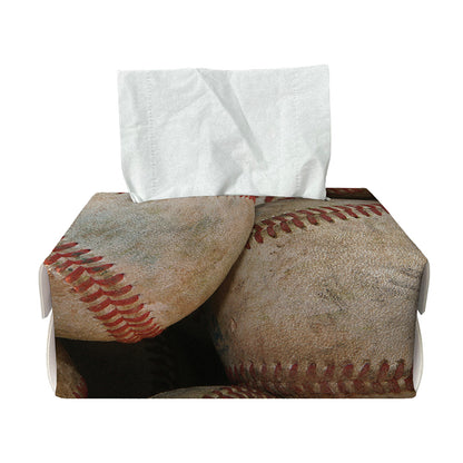 Grunge Baseballs Print Rectangle Tissue Box Cover