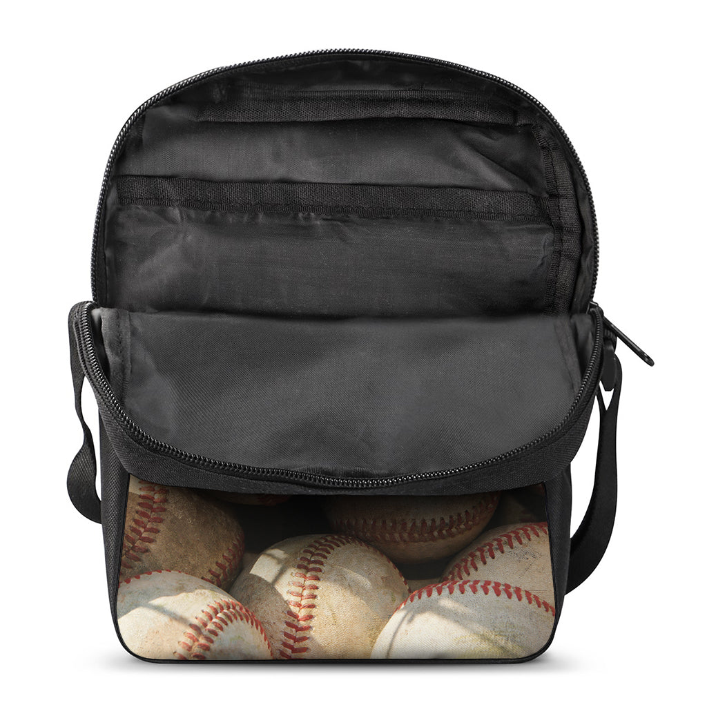 Grunge Baseballs Print Rectangular Crossbody Bag