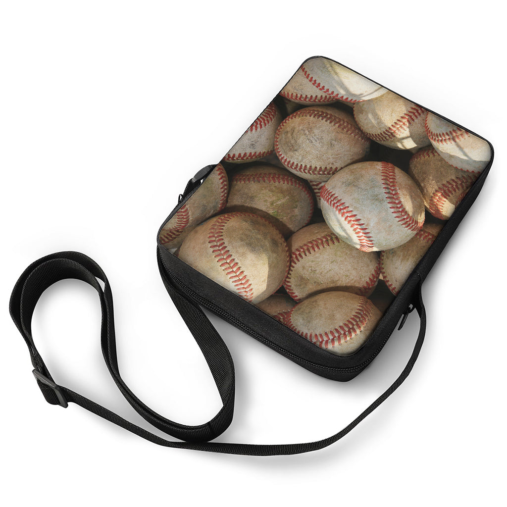 Grunge Baseballs Print Rectangular Crossbody Bag
