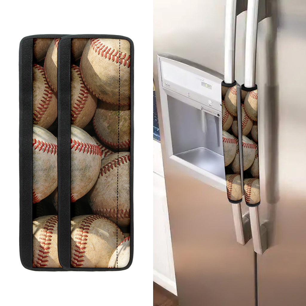 Grunge Baseballs Print Refrigerator Handle Covers