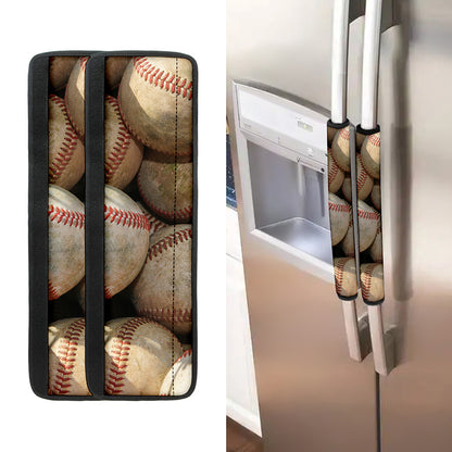 Grunge Baseballs Print Refrigerator Handle Covers