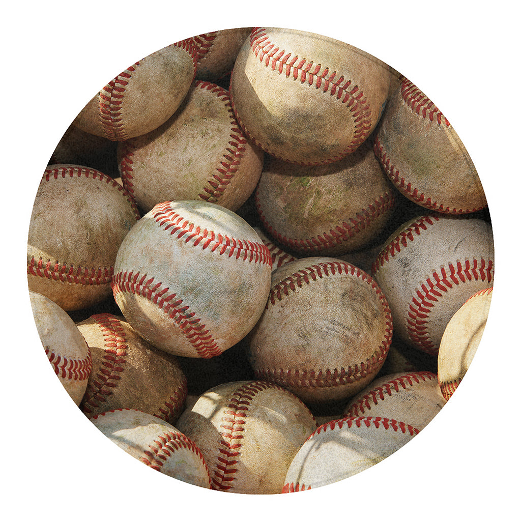Grunge Baseballs Print Round Blanket