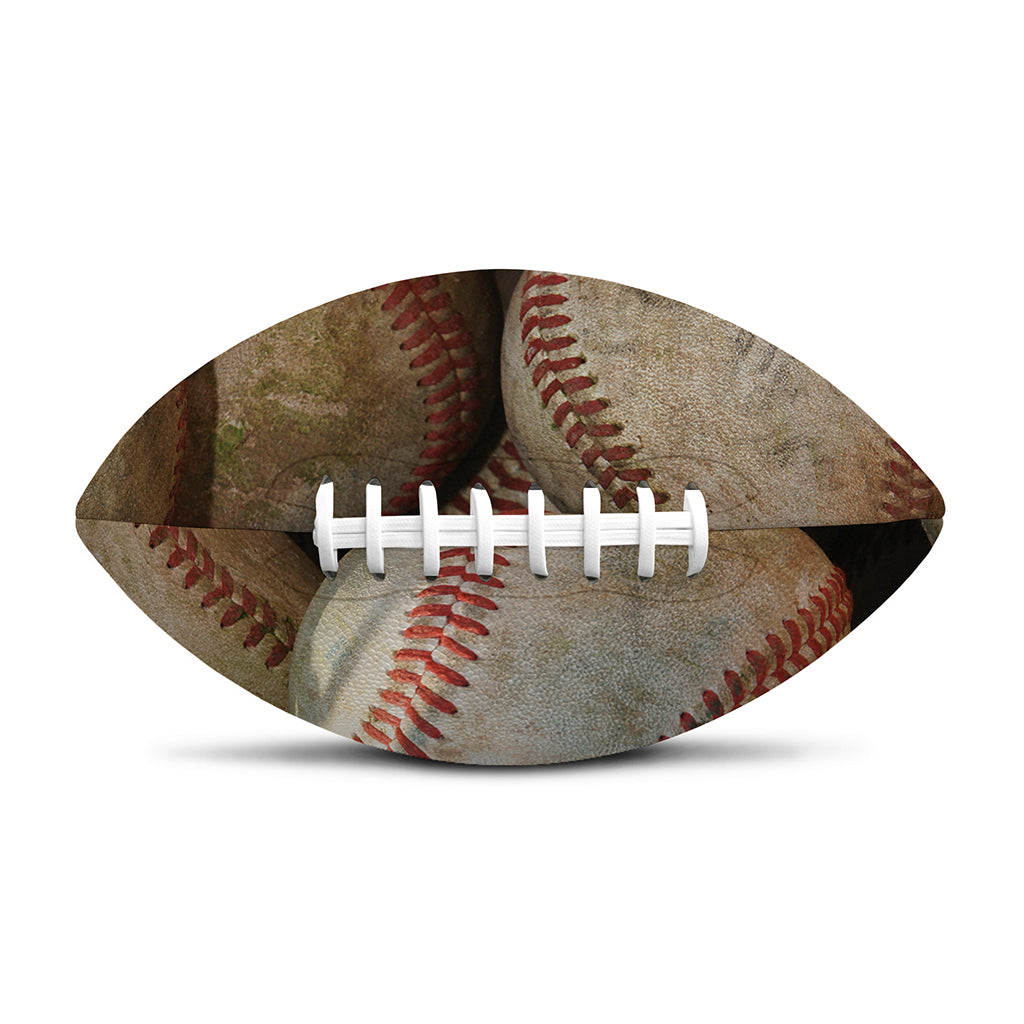 Grunge Baseballs Print Rugby Ball