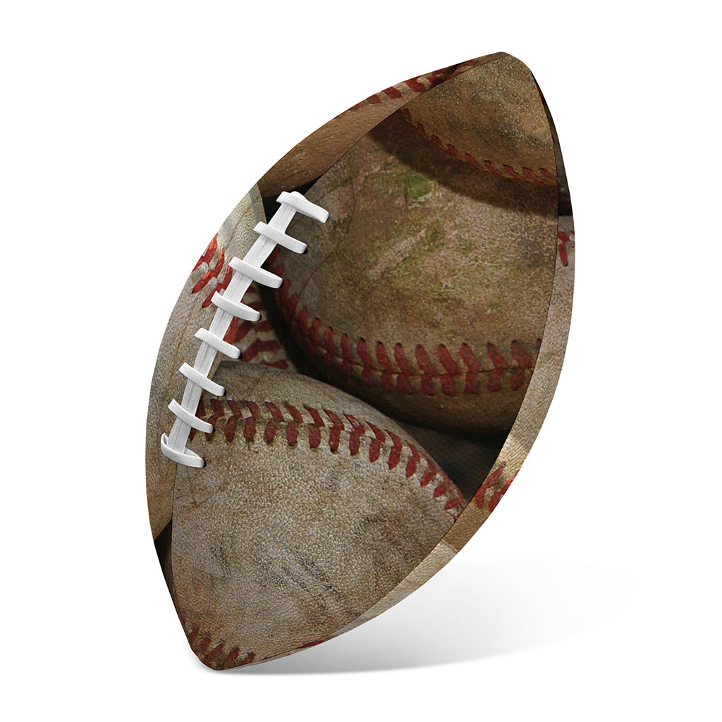 Grunge Baseballs Print Rugby Ball