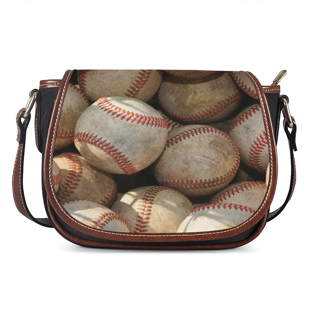 Grunge Baseballs Print Saddle Bag