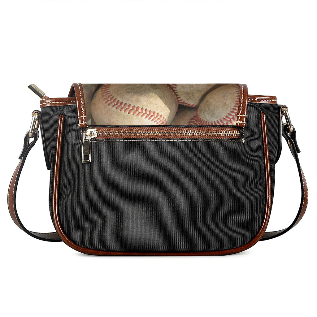 Grunge Baseballs Print Saddle Bag
