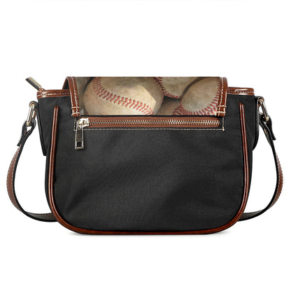 Grunge Baseballs Print Saddle Bag