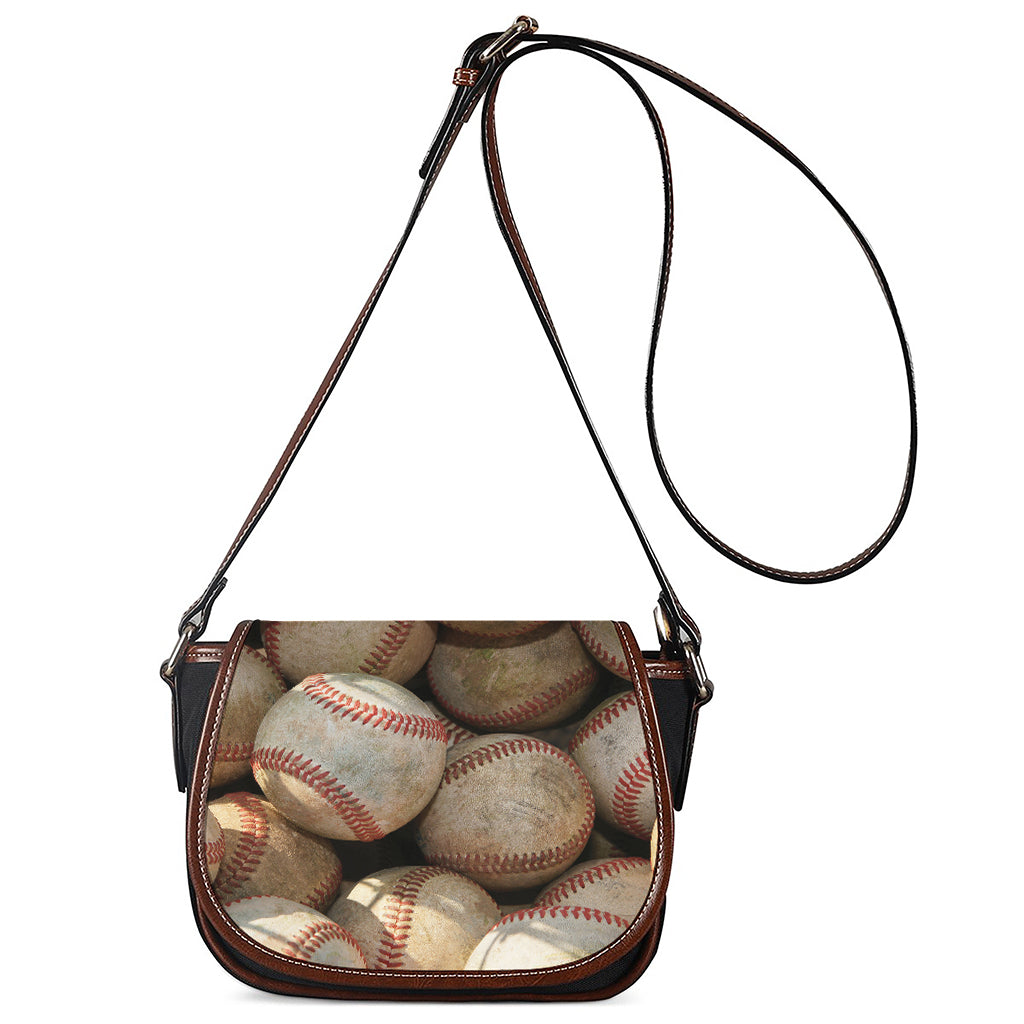 Grunge Baseballs Print Saddle Bag
