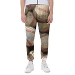 Grunge Baseballs Print Scuba Joggers
