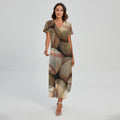 Grunge Baseballs Print Short Sleeve Maxi Dress