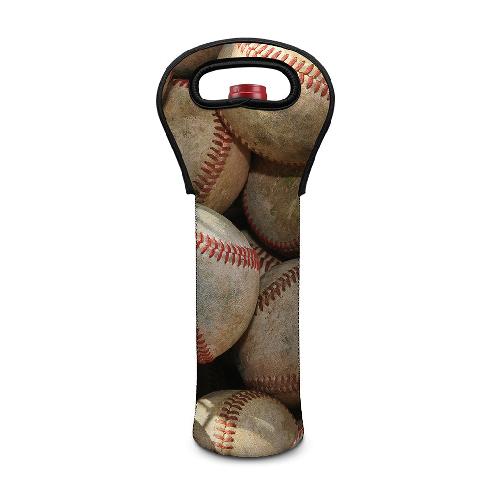 Grunge Baseballs Print Single Neoprene Wine Tote