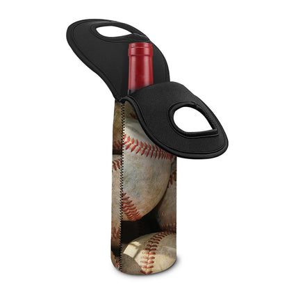 Grunge Baseballs Print Single Neoprene Wine Tote