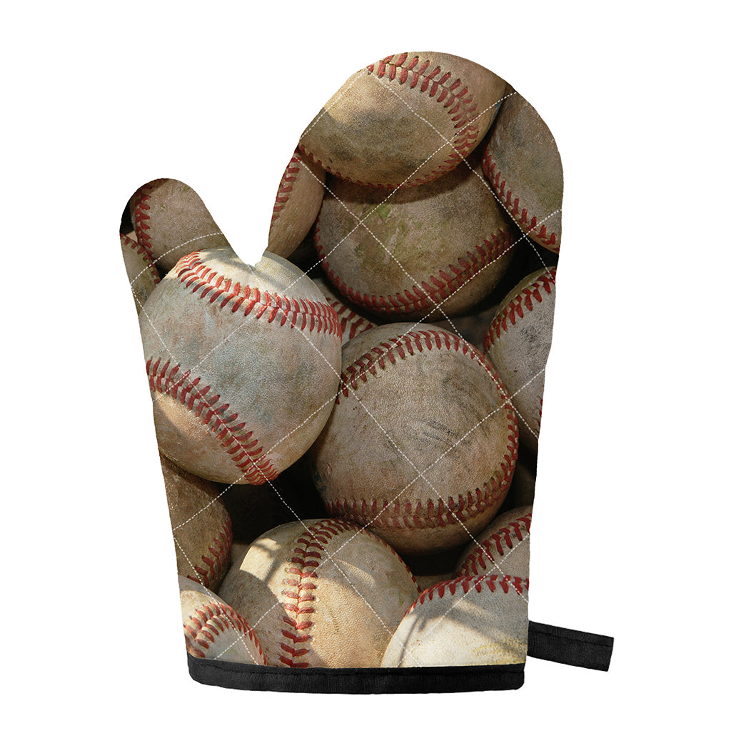 Grunge Baseballs Print Single Oven Mitt