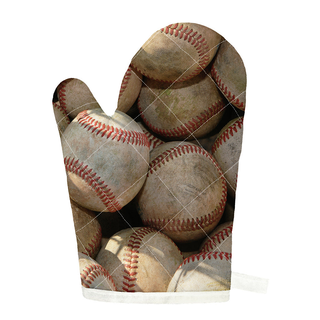 Grunge Baseballs Print Single Oven Mitt