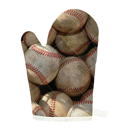 Grunge Baseballs Print Single Oven Mitt