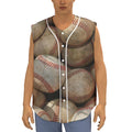 Grunge Baseballs Print Sleeveless Baseball Jersey